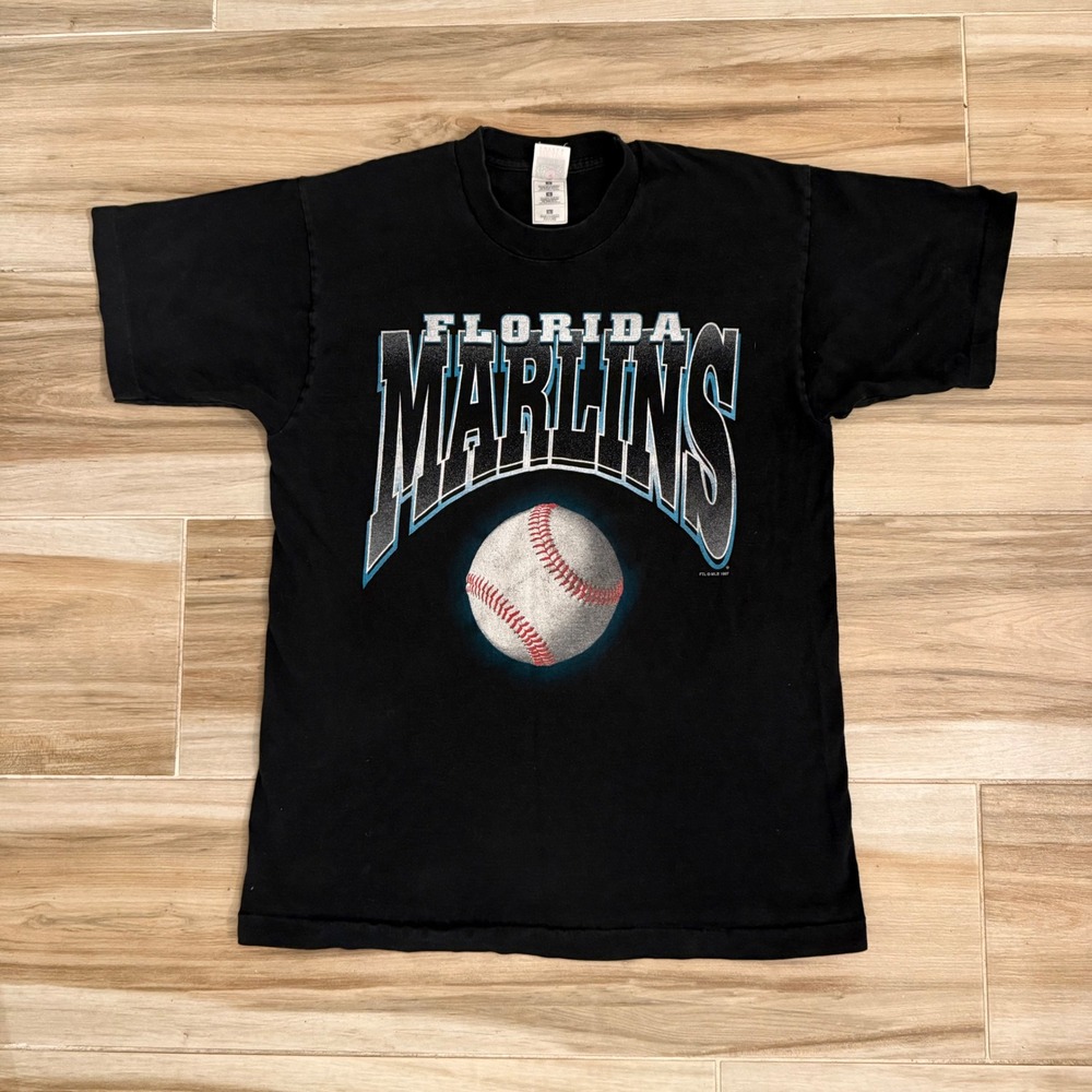 Vintage 1997 Florida Marlins Play Ball T Shirt Fruit of the Loom Mens Size L